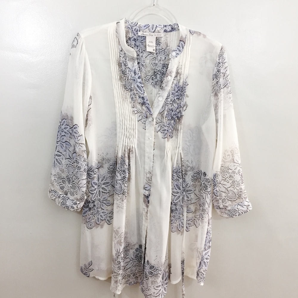 American Rag Split Neck Peasant Blouse